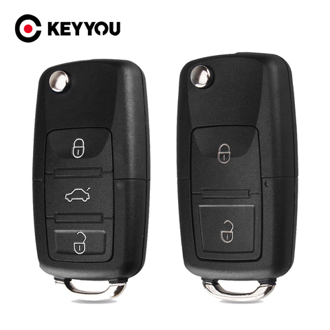 KEYYOU For Volkswagen Vw Jetta Golf Passat Beetle Skoda Seat Polo B5 2 button Folding Car Remote Key Flip Folding Key Shell Case ► Photo 1/6