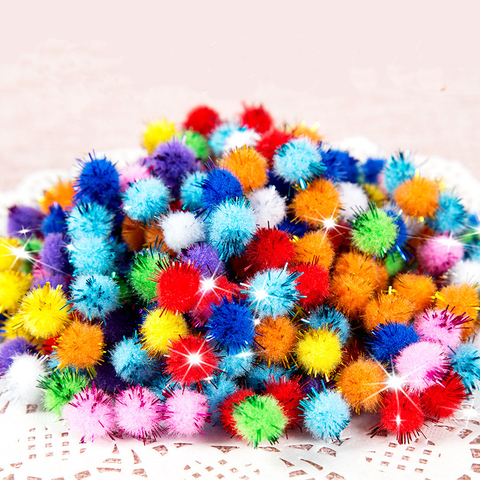 10/15/20/25/30mm Glitter Pompom Fluffy Plush Craft DIY Pom poms Ball Fur Christmas Decoration Kids Toys Dolls Accessories 100pcs ► Photo 1/6