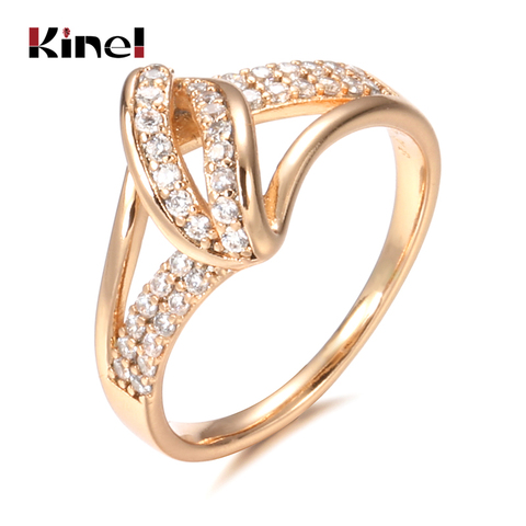 Kinel Natural Zircon Bride Wedding Ring 585 Rose Gold Fashion Cross Crystal Rings for Women Beach Party Vintage Jewelry 2022 New ► Photo 1/6