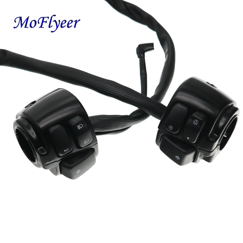 MoFlyeer 25mm Aluminum Motorcycle Handlebar Control Switches Kill Start Turn Signal Switch Button With Wiring Harness ► Photo 1/6