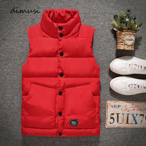 DIMUSI Men's Sleeveless Vest Autumn Winter Fashion Male Cotton-Padded Vest Coats Men Stand Collar Thicken Waistcoats Clothing ► Photo 1/6