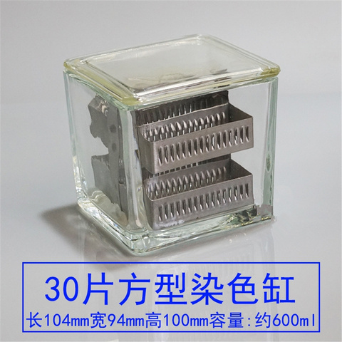 Laboratory Glass Coplin Staining Jar With Cover with stainless steel for glass object slide,30-Slide Type ► Photo 1/1