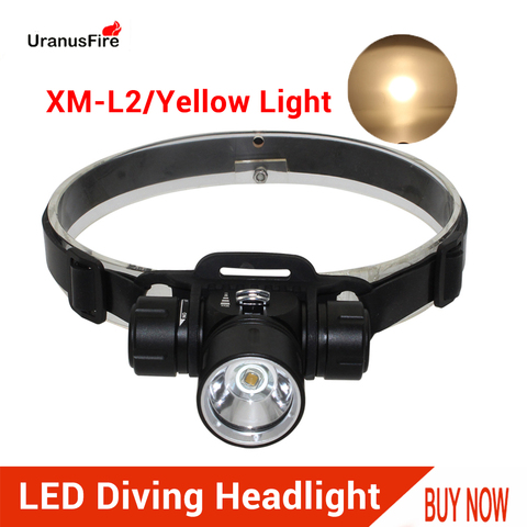 Yellow/White Light Powerful LED Diving Headlight Torch 18650 Battery Waterproof 100m Underwater Scuba Headlamp xml l2 Flashlight ► Photo 1/6