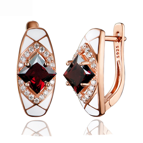 Bolai natural garnet earrings 925 sterling silver white enamel gemstone fine jewelry for women's best gift 2022 ► Photo 1/2