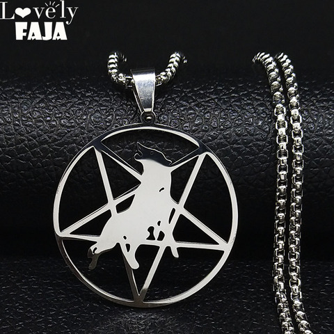 2022 Fashion Pentagram Wolf Stainless Steel Chain Necklace for Women/Men Silver Color Necklaces Pendants Jewelry joyeria N1149 ► Photo 1/6