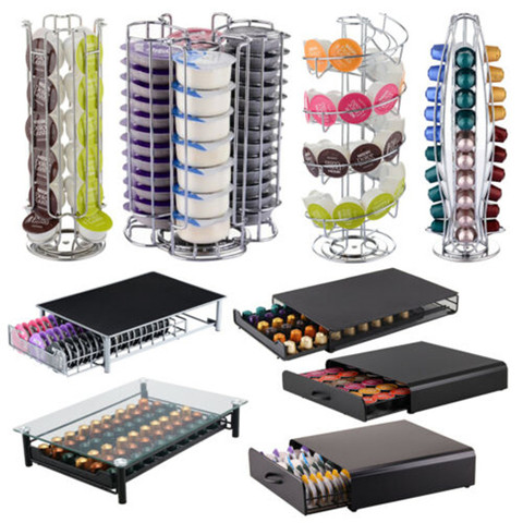 2022 Coffee Pod Drawer Coffee Capsule Holder Holding 40pcs Coffee Capsules For Nespresso Metal Big Capacity Multifunctional ► Photo 1/6