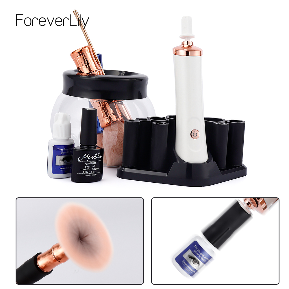 Electric Eyelash Glue Shaker for Nail Polish Tattoo Ink Pigment Liquid  Shaking Machine with 2pcs Connector 6pcs Glue Cover Die