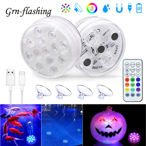 USB Rechargeable Submersible Swimming Pool Light RGB Led Night Light with Suction Cup RF Control Outdoor Garden Underwater Lamp ► Photo 1/6