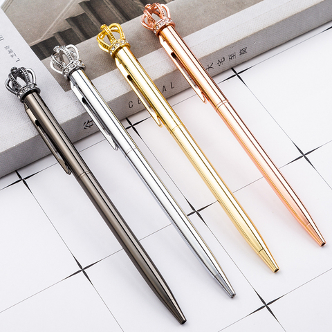 1 Lytwtw's Crystal Shiny Metal Crown Ballpoint Pen Interesting Ball Ballpoint Pen School Stationery School Office Supplies ► Photo 1/6