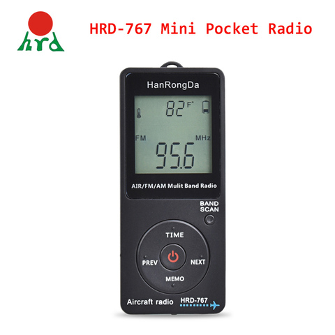HanRongDa HRD-767 Mini Pocket Radio Aircraft Band Receiver Portable Radio LCD Display Lock Button FM/AM/AIR Radio with Earphone ► Photo 1/6