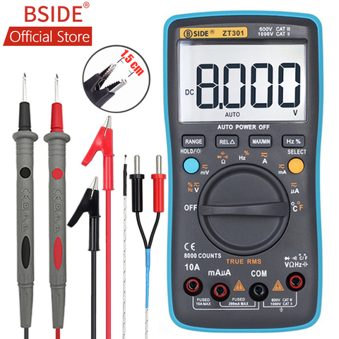 BSIDE ZT301 ZT302 Digital Multimeter 8000 9999 Counts True RMS Multifunction AC/DC Voltage Temperature Capacitance Tester DMM ► Photo 1/6