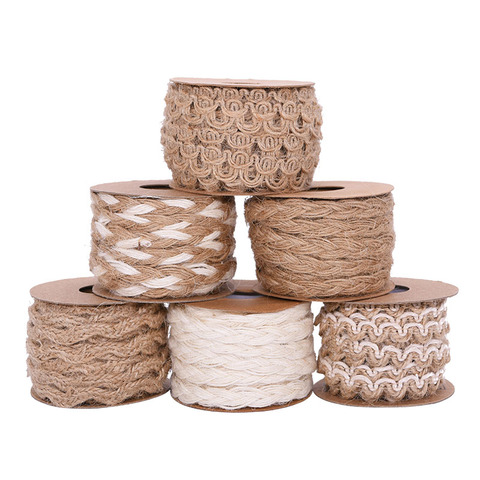 5m 5-10mm Natural Burlap Braided Hessian Jute Twine Hemp Rope Roll DIY Handmade Craft Wedding Birthday Party Gift Wrapping Decor ► Photo 1/6