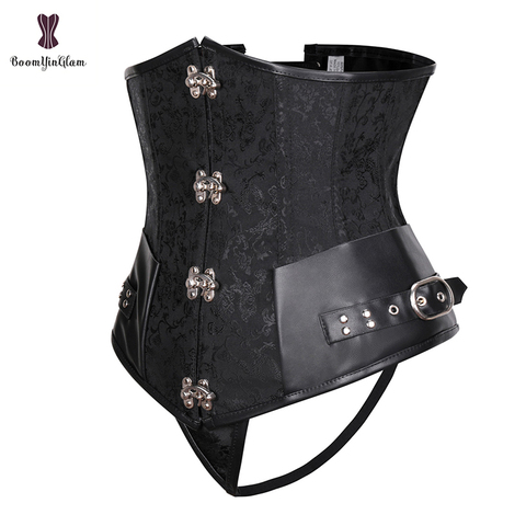 Gothic Steampunk Heavy Duty Waist Cincher Underbust Corset Waist Trainer Plus Size ► Photo 1/6