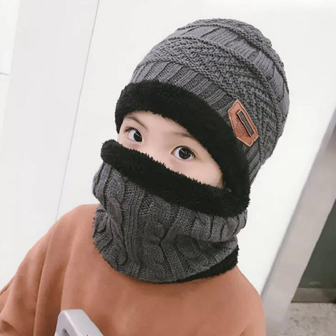 2022 Baby Children Hat Scarf Coral Fleece Caps For Boy Girl Cotton Spring Autumn Winter Children Beanies Kids Photography Props ► Photo 1/6