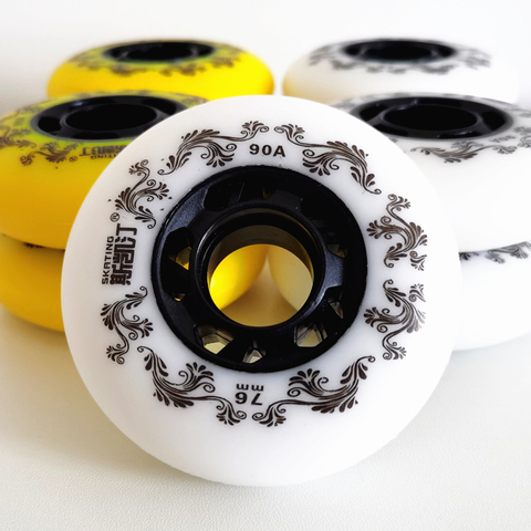 8pcs White/Yellow Inline Roller Skates Wheels 90A Freestyle Durable Tire 72mm 76mm 80mm Roller Skate Seba Replace Wheel Roda ► Photo 1/6