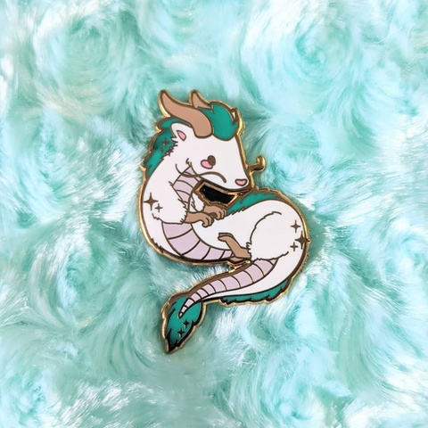 Animation Spirited Aways Hard Enamel Pin Cute Cartoon White Dragon Medal Brooch Jewelry Miyazaki Hayaoss Anime Movie Fans Gift ► Photo 1/1