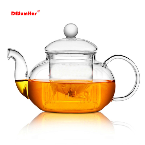 High quality Heat Resistant Glass Flower Tea Pot,Practical Bottle Flower TeaCup Glass Teapot with Infuser Tea Leaf Herbal Coffee ► Photo 1/6