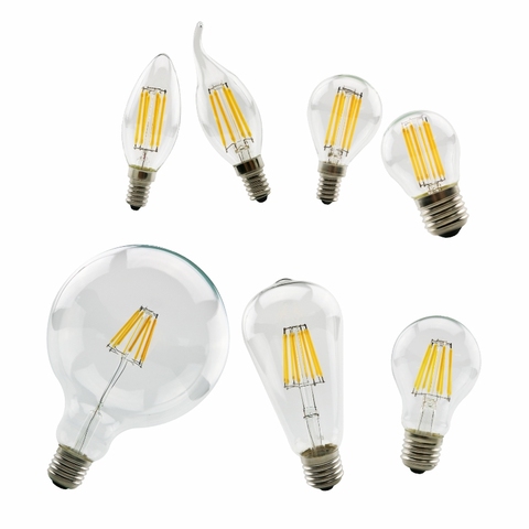 LED Bulb 220V C35 A60 ST64 G80 G95 G125 LED Lamp E14 E27 LED Filament Light 2W 4W 6W 8W Glass Ball Bombillas LED Edison COB Bulb ► Photo 1/6