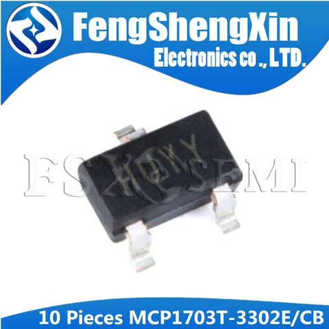 10PCS MCP1703T-3302E/CB SOT-23 MCP1703 3.3V SOT23 MCP1703T  250 mA, 16V, Low Quiescent Current LDO Regulator IC ► Photo 1/1