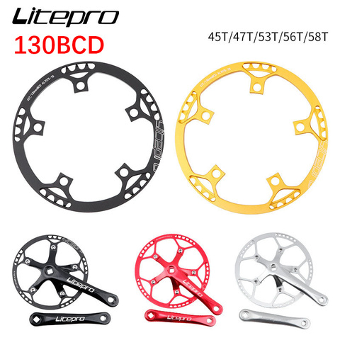 Litepro Chainring Crank set 130 BCD Folding Bike BMX Single Speed  Chainwheel Crank 130bcd tooth 45 47 53 56T 58 T tooth 1x ► Photo 1/6