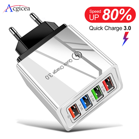 EU/US Plug USB Charger Quick Charge 3.0 For Phone Adapter for Huawei Mate 30 Tablet Portable Wall Mobile Charger Fast Charger ► Photo 1/6