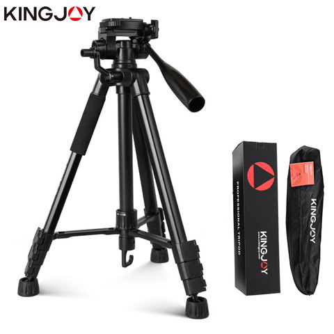 KINGJOY Officia Professional Portable Travel Aluminium Camera Tripod Video Accessories Stand with Pan Head for SLR DSLR ► Photo 1/6