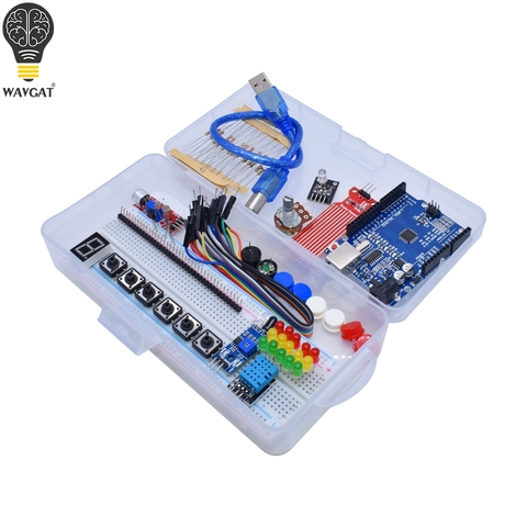 Starter Kit for Arduino Uno R3 Breadboard Basic simple learning kit, sound/water level/humidity/distance detection, LED control ► Photo 1/1