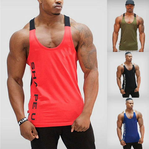 Casual Men Bodybuilding Sport Fitness Workout Vest Muscle Sleeveless Shirt Tank Top Plus Size M-2XL ► Photo 1/6