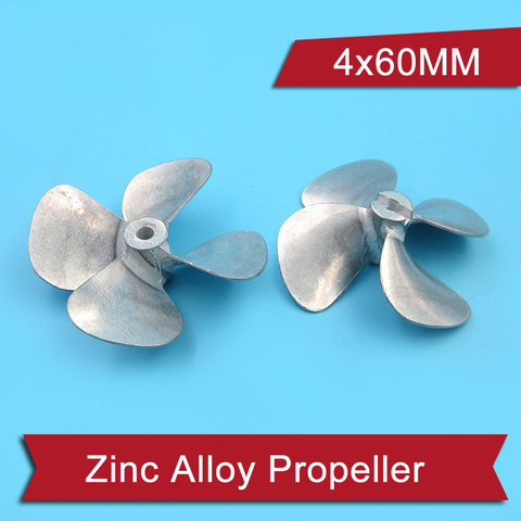 4x60mm Zinc Alloy 4 Blades Propeller Full Immersion Metal Paddle CW CCW Spare Parts for RC Fishing Bait Tug Boat Load Ship ► Photo 1/2