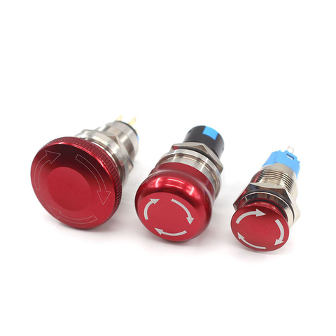 16mm 19mm Emergency Stop Button Switch Mushroom Metal Push Button Stop Switch 1NO1NC 2NO2NC On Off Latching Button Switch ► Photo 1/6