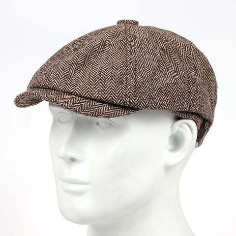 2022 new Woollen Tweed Newsboy Cap Men Women Herringbone Mens Hat Wool Blend Apple Caps Eight Panel Cabbie Hats ► Photo 1/6