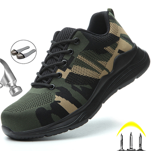 Lightweight Safety Shoes Men Boots Camouflage Work Shoes Construction Indestructible Shoes Work Sneakers Men Boots Security ► Photo 1/6