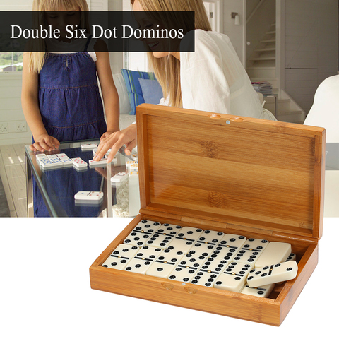Double Six Dominoes Set Entertainment Recreational Travel Game Blocks Wooden Building Learning Educational Toy Dot Dominoes ► Photo 1/6