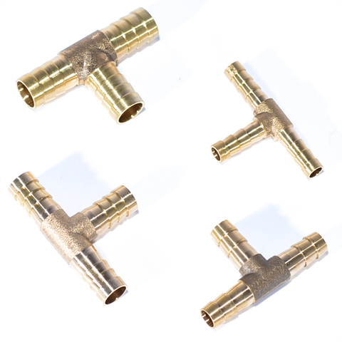 6mm 8mm 10mm 12mm Solid Brass T Piece 3 Way Fuel Hose Joiner Connector For Air Oil Gas Fuel Fuids ► Photo 1/6