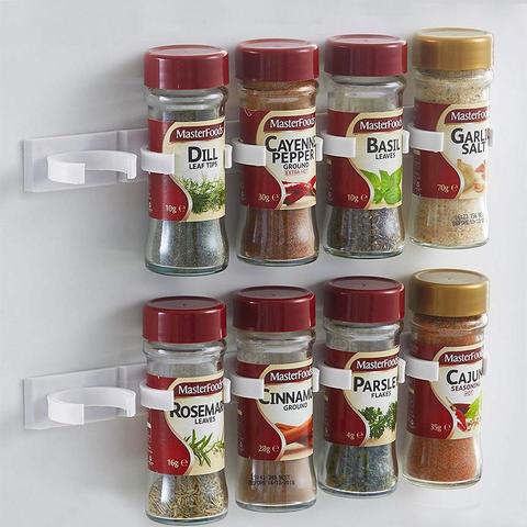 1Pcs Kitchen Storage Rack Wall Mount Ingredient Spice Bottle Rack Plastic Clip Rack Cabinet Door Hooks Jars Spice Holder Tools ► Photo 1/6