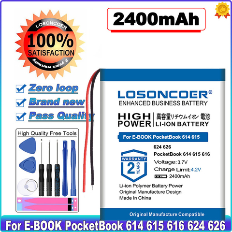 LOSONCOER Top 2400mAh 306075 Battery for E-BOOK PocketBook 614 615 616 624 626 Digma E628 R657 R659 4G-15 / 4K-19 Touch Lux 3 ► Photo 1/6