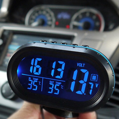 Car Thermometer Digital Clock Automobile Clock LED Lighted Auto