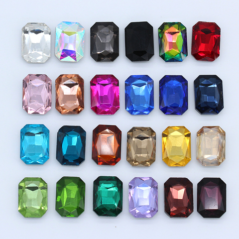 Octagon faceted Glass stone pointed back crystal rhinestone foiled Jewels rectangle color kid's Toy Counter decorations Gems ► Photo 1/3