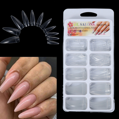 100pcs/Bag Ballerina Nail Art Tips False Coffin French Stiletto Round Sharp  Flat Shape Full Cover Fake Manicure DIY Tools Half S - Price history &  Review | AliExpress Seller - OMQAIO Official