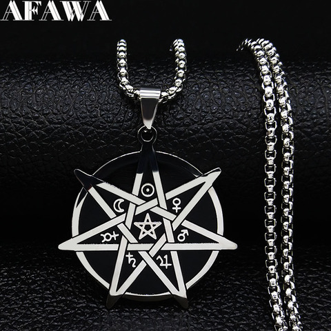 2022 Fashion Seven-Pointed Star Witchcraft Stainless Steel Necklaces Women Statement Necklace Jewelry cadenas mujer N550S02 ► Photo 1/6