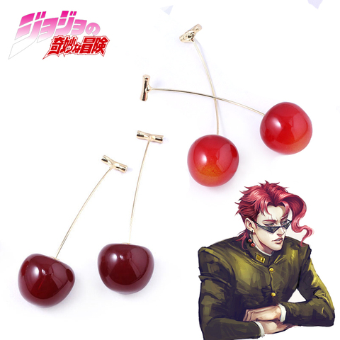 JoJos Bizarre Adventure Cosplay Earrings Kakyoin Noriaki Cherry Drop Earrings for Women Men 1:1 Custom Ear Clip Jewelry ► Photo 1/6