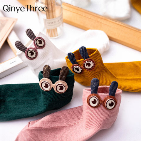 New Women's Spring Summer Cartoon 3D Big Eyes 3D Rabbit Eared Short Tube Socks Novelty Funny Soft Cotton Ankle Socks Gift ► Photo 1/6