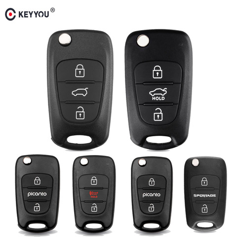 KEYYOU Flip Folding Remote Auto Car Key Shell Blanks Case for Kia Rio 3 Picanto Soul Ceed Cerato Sportage K2 K3 K5 For Hyundai ► Photo 1/6