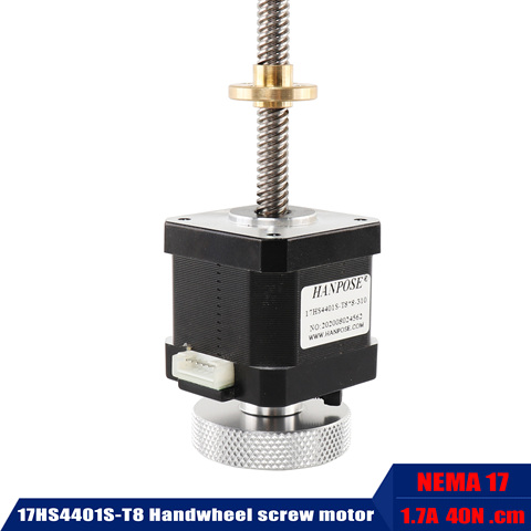 Free shipping  Nema17 Handwheel screw stepper motor 17HS4401S-T8 L310MM with Copper nut lead 2/4/8mm for 3D printer accessories ► Photo 1/6