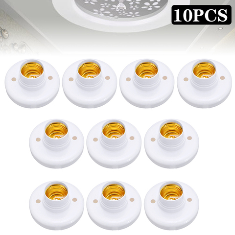 10Pcs E27 Plastic Light Bulb Pendant Lamp Holder Screw Cap Socket Round Fixing Bases For Bulb Lamps Adapter ► Photo 1/6