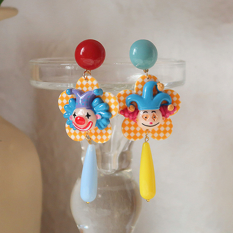 Funny Colorful Circus Clown Dangle Earrings For Women Resin Cute Vintage Charm Fashion Creative Drop Earrings Jewelry Gifts New ► Photo 1/6