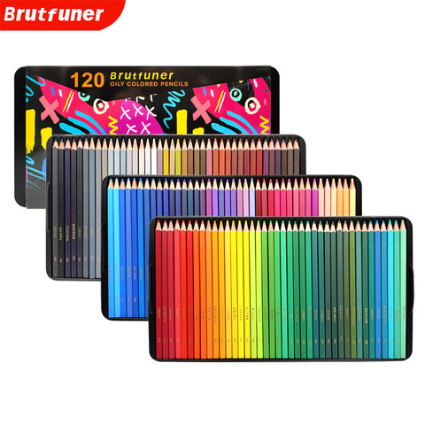 Brutfuner NEW 72/120Colors Oily Color Pencils Square Trendy Pastel Colored Pencil for Drawing Sketch Artist Students Tin Box ► Photo 1/6