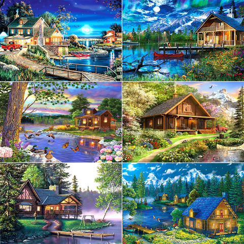 XUEQIXIAOZU Full Round Art du paysage Diamond embroidery 5D DIY Diamond painting Diamond mosaic painting Home decoration gifts ► Photo 1/6