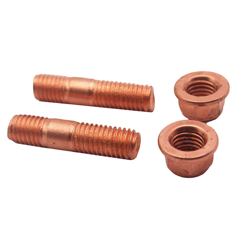M10 42mm Exhaust Manifold Studs & Self-locking Nuts X 2 With Copper Plating ► Photo 1/6