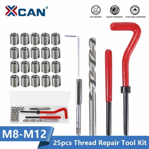 XCAN Thread Repair Kit M3 M4 M5 M6 M8 M10 M12 M14  Screw Thread Inserts For Restoring Damaged Threads Repair Tools Drill Bit ► Photo 1/6